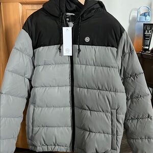 Men's Black and Gray Puffer Jacket Ninth Hall Zumiez